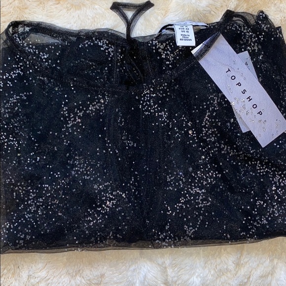 TOPSHOP Crystal Embellished Sheer Mesh Top - Picture 5 of 13